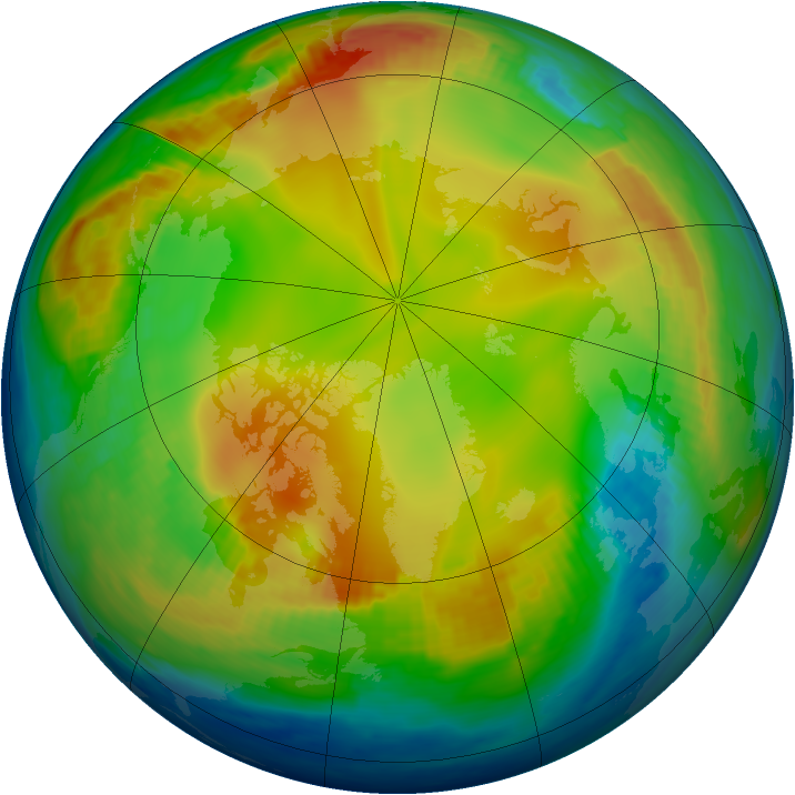 Arctic ozone map for 09 January 1988